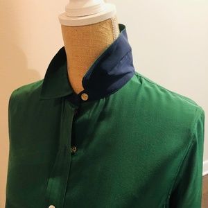 C.Wonder Green Button Up Blouse